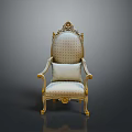 Elegant Classical Sofa Stool With Golden Carved Decoration And Light Colored Cushion