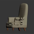 Beige Upholstered Armchair with Comfortable Armrests and Sturdy Wooden Legs for Living Room Decor