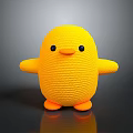 Cute Yellow Knitted Chick Toy With Round Body And Orange Feet