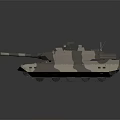 Military Tank With Camouflage Paint Main Gun Barrel Turret And Armored Tracks