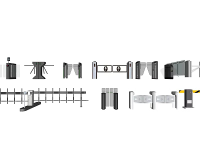Public Facility Access Control Systems With Various Types Of Turnstiles And Gates 3d model