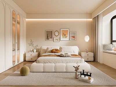 Kids Room Interior Design With Cozy Bed Toys Wall Art And Soft Carpet 3d model