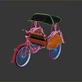 Vintage Red Tricycle With Black Canopy Classic Retro Design Features