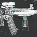 Tactical Military Rifle With Telescopic Sight And Blue Indicator Lights