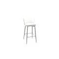 Modern Gray Quilted Back Fabric Bar Stool With Black Metal Legs