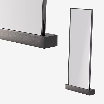 Modern Full Length Floor Mirror With Sleek Black Metal Frame And Minimalist Design 3d model