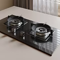 Modern Black Glass Gas Stove with Two Burners on Light Colored Kitchen Countertop