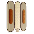Modern Room Divider With Beige Striped Frame And Brown Upholstered Panels 3d model