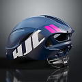 HJC Navy Blue Sports Helmet With Pink Stripes And White Logo Design
