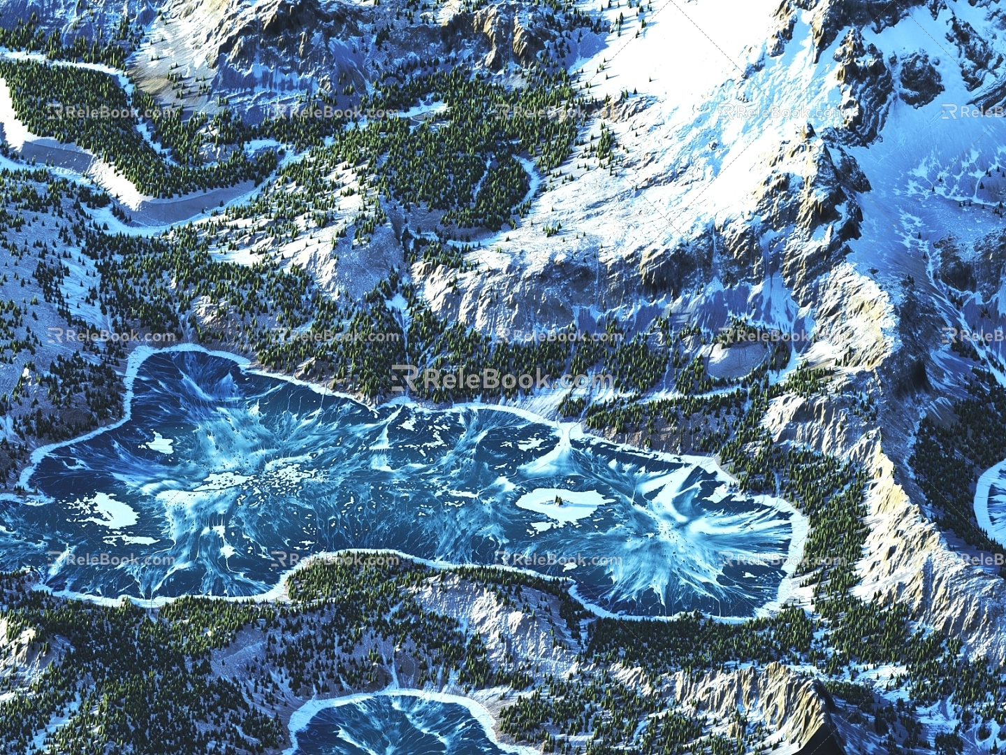 Snow Mountain Snow Mountain Mountain Ice Lake Lake Lake Surface Terrain Mountain Hill 3d model