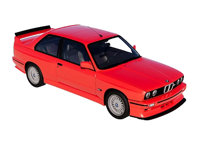 Red BMW Two Door Sports Car With Rear Spoiler And Alloy Wheels 3d model