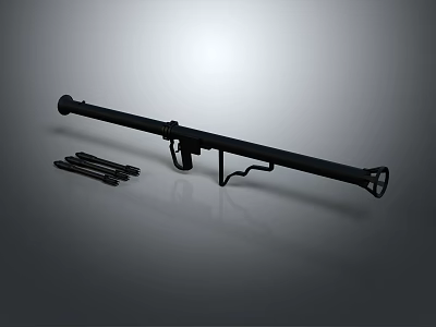 Black Military Style Rocket Launcher With Ammunition And 3D Rendered Model 3d model