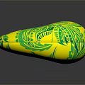 Yellow U Shaped Pillow With Green Leaf Patterns And Soft Surface