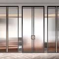 Modern Glass Partition Screens With Metal Frames For Interior Decoration 3d model