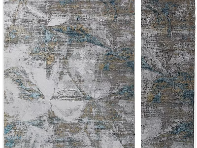 Abstract Pattern Square Rug In Gray Blue And Gold Tones For Modern Home Decor 3d model