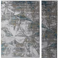 Abstract Pattern Square Rug In Gray Blue And Gold Tones For Modern Home Decor