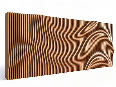 Brown Background Wall With Wavy Vertical Stripes Modern Textured Interior Design 3d model