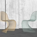 Modern Transparent Acrylic Single Chairs With Golden And Light Green Sleek Curves Design