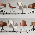 Modern Office Chairs In Brown And White With Metal Bases And Various Designs For Workspace