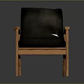 Wooden Armchair With Black Leather Upholstered Seat And Backrest Modern Design