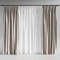 Beige Thick Curtains With White Sheer Panels And Curtain Rod For Home Decor