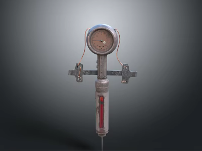 Industrial Measuring Instrument With Metal Structure Gauge Dial Red Indicator And Side Brackets 3d model