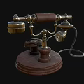 Vintage Telephone With Wooden Base Rotary Dial Metal Components And Coiled Cord