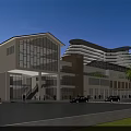 Modern Commercial Street With Glass Facades Multi storey Buildings Cars And Palm Trees