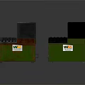 VMI Metal Boxes With Open Lids Green And Rusty Green Black Strips Inside 3d model