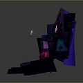 Mystic Altar Scene With Glowing Lanterns Stairs And Purple Architecture