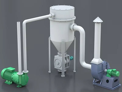 Industrial Processing Equipment System Featuring Cylindrical Separator Pipeline And Motors 3d model