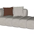 Beige Velvet Chaise Lounge With Cozy Pillows And Modern Design For Living Room