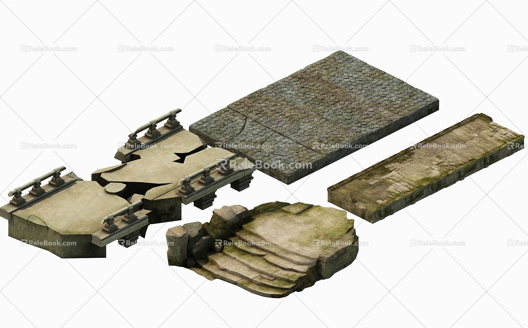 Modern ground paving slate 3d model