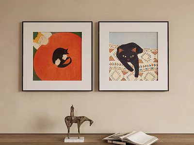Abstract Painting Wall Art With Two Framed Pieces Colorful Patterns And Modern Design Elements 3d model