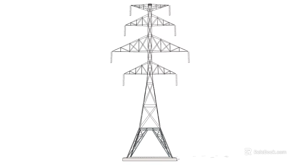 Industrial Power Transmission Pylon with Heavy Duty Steel Lattice Structure for High Voltage Electricity 3d model 