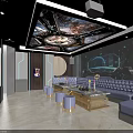 Modern KTV Interior Design With Starry Ceiling Large Screen And Plush Seating