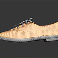 Yellow Corduroy Lace Up Casual Shoes With Black Shoelaces And Rubber Soles
