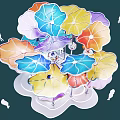 Vibrant Colorful Petal Shaped Art Installation With Transparent Structure For Public