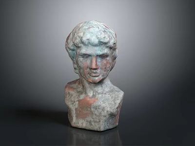 Medical Anatomical Head Shoulder Model With Blue Green And Reddish Brown Surface For Training 3d model