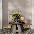 CCD Hotel End View Table Ornaments Floriculture Moss Combination Table Entrance Cabinet Table Lamp Potted Plant 3d model