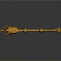 Ornate Golden Decorative Rod With Intricate Carvings And Shiny Metal Surface