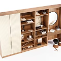 Quiet Wardrobe Dressing Table Open Bookcase 3d model
