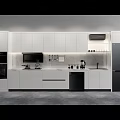 Modern Kitchen Interior With White Cabinets Countertop Built In Oven And Refrigerator 3d model