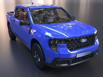 Shiny Blue Ford Pickup Truck With Bold Front Grille And Modern Exterior Design 3d model