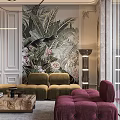 Modern Living And Dining Room Interior With Large Windows City View Chandelier And Sofa