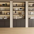 Modern Full Wall Bookcase Books Ornaments Bookshelf 3d model