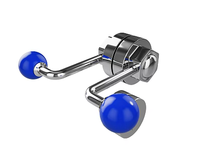 Modern Metal Door Handle With Blue Spherical Knobs And Sleek Contemporary Design 3d model