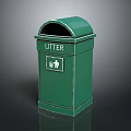 Green Litter Bin With Litter Sign In Outdoor Building Area