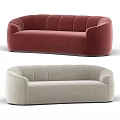 Modern Two Seater Sofa With Curved Design And Multiple Color Options 3d model