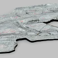 Gray Stone Surface With Red Carvings And Wooden Accents For Natural Design